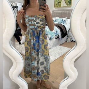 YUMI KIM CORINNE CUT OUT DRESS IN AQUA PAISLEY